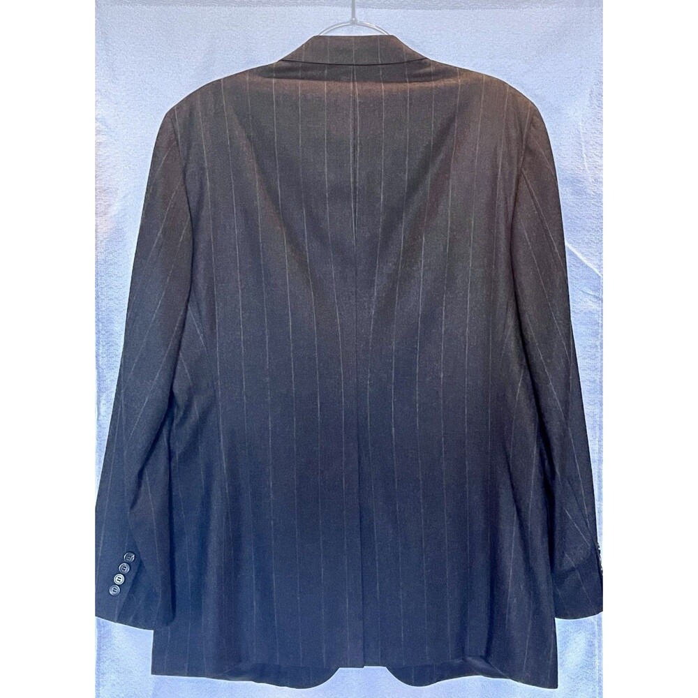 VTG Polo University Ralph Lauren Pin Striped Wool Blazer Mens 46? Gray Preppy - Picture 2 of 11